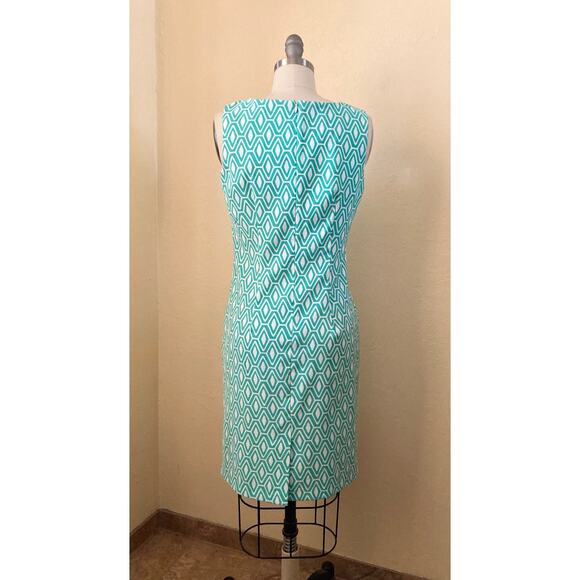 Mario Serrani Women's Sheath Dress Size 4 Green White Made In Italy - Picture 6 of 8